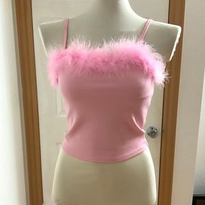 Dolls Kill Pink Fur Tank Top